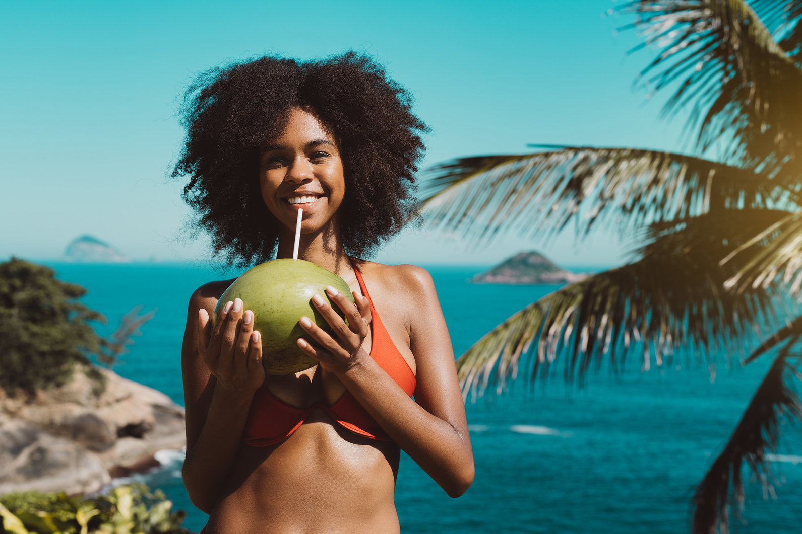 Portrait of a black girl on a beach
